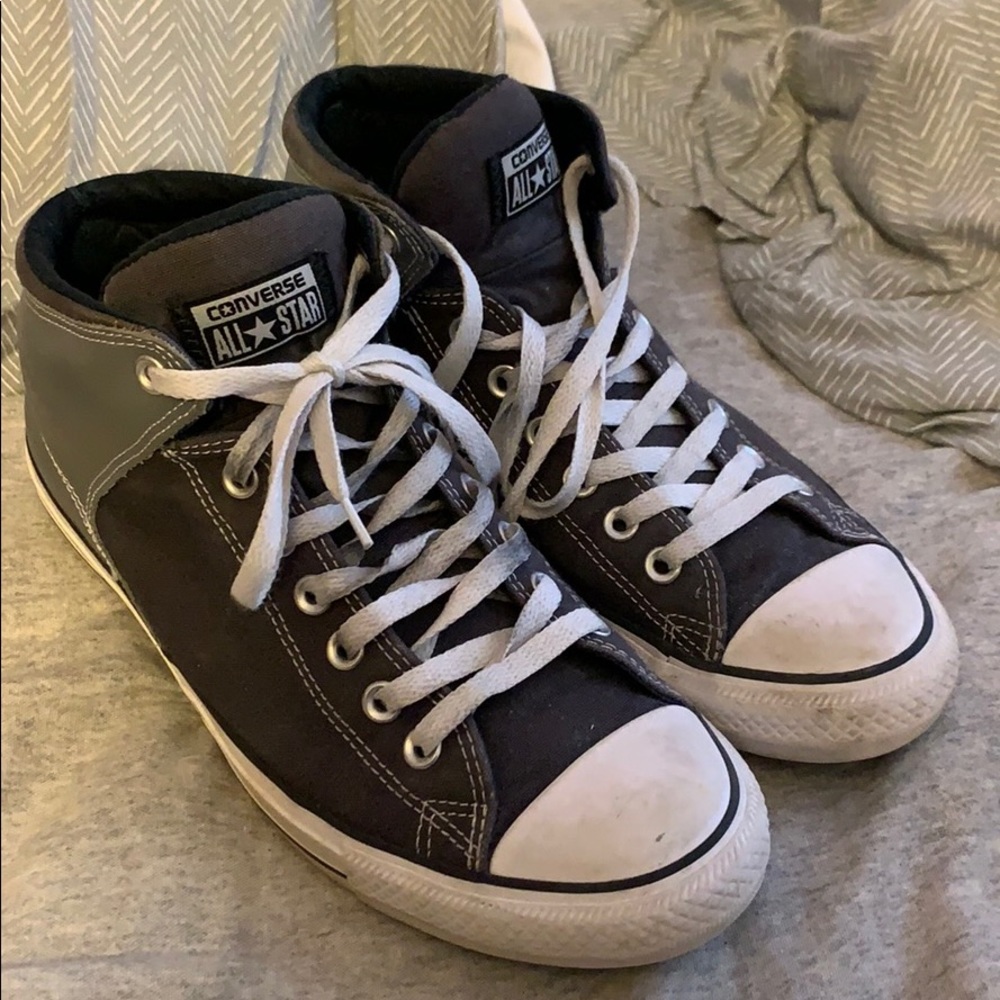 Gray converse high tops